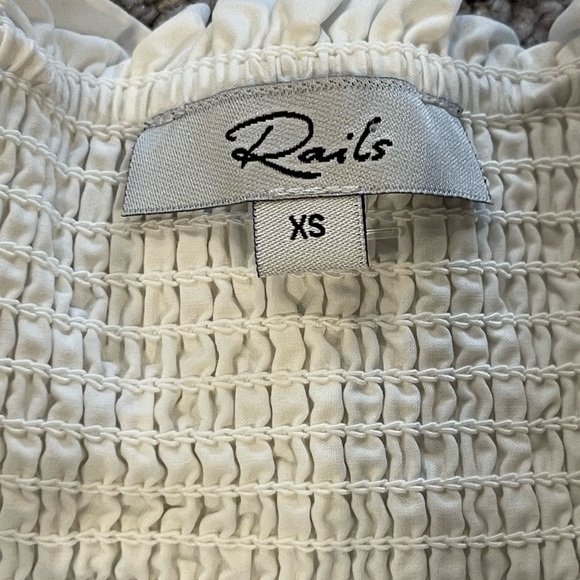 Rails Addison Mini Skirt, White Embroidered Daisies, Shirred Waistband, Size XS - Picture 5 of 14